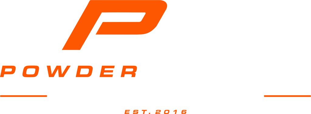 PB Powder Coatings logo with bold orange and white text, tagline "Specialist Surface Finishes," and "Est. 2016" at the bottom.
